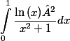 \begin{aligned}\int_{0}^{1}{\dfrac{\ln{(x)}²}{x^2+1}dx} \end{aligned}